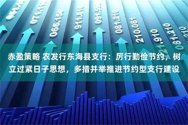 赤盈策略 农发行东海县支行：厉行勤俭节约，树立过紧日子思想，多措并举推进节约型支行建设